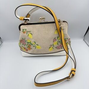 Accessorize‎ London Crossbody Bag Embroidered Purse Y2K Lemons Oranges Floral